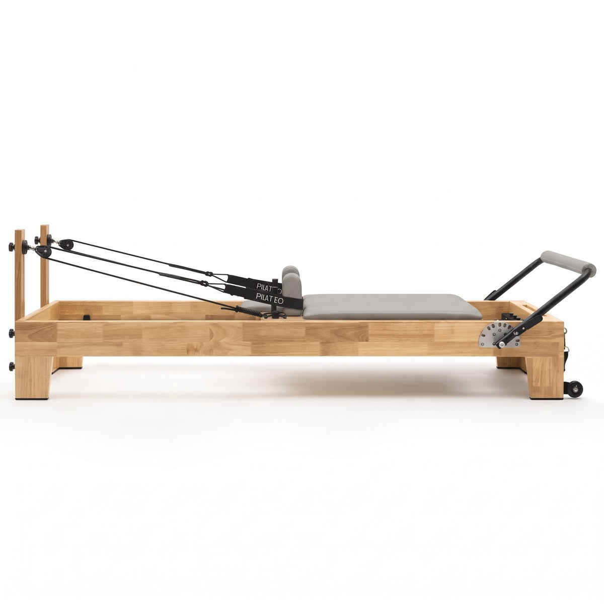 Pilates Reformer Studio Classic Perlgrau, Seitenansicht