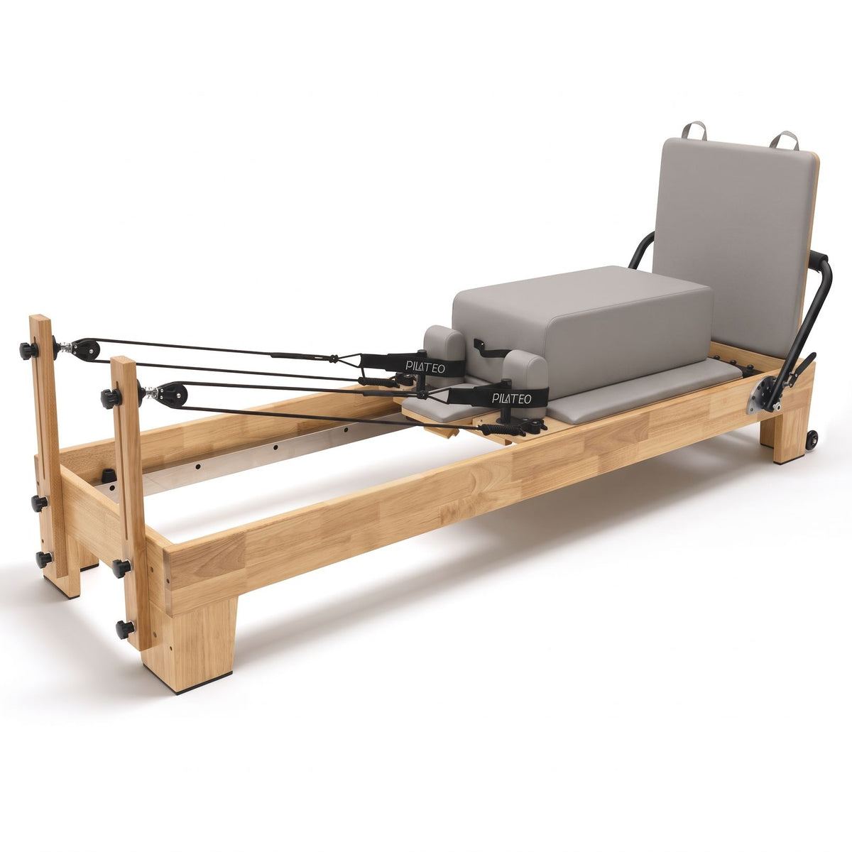 Pilates Reformer Studio Classic Perlgrau, mit Sitting Box und Jumpboard