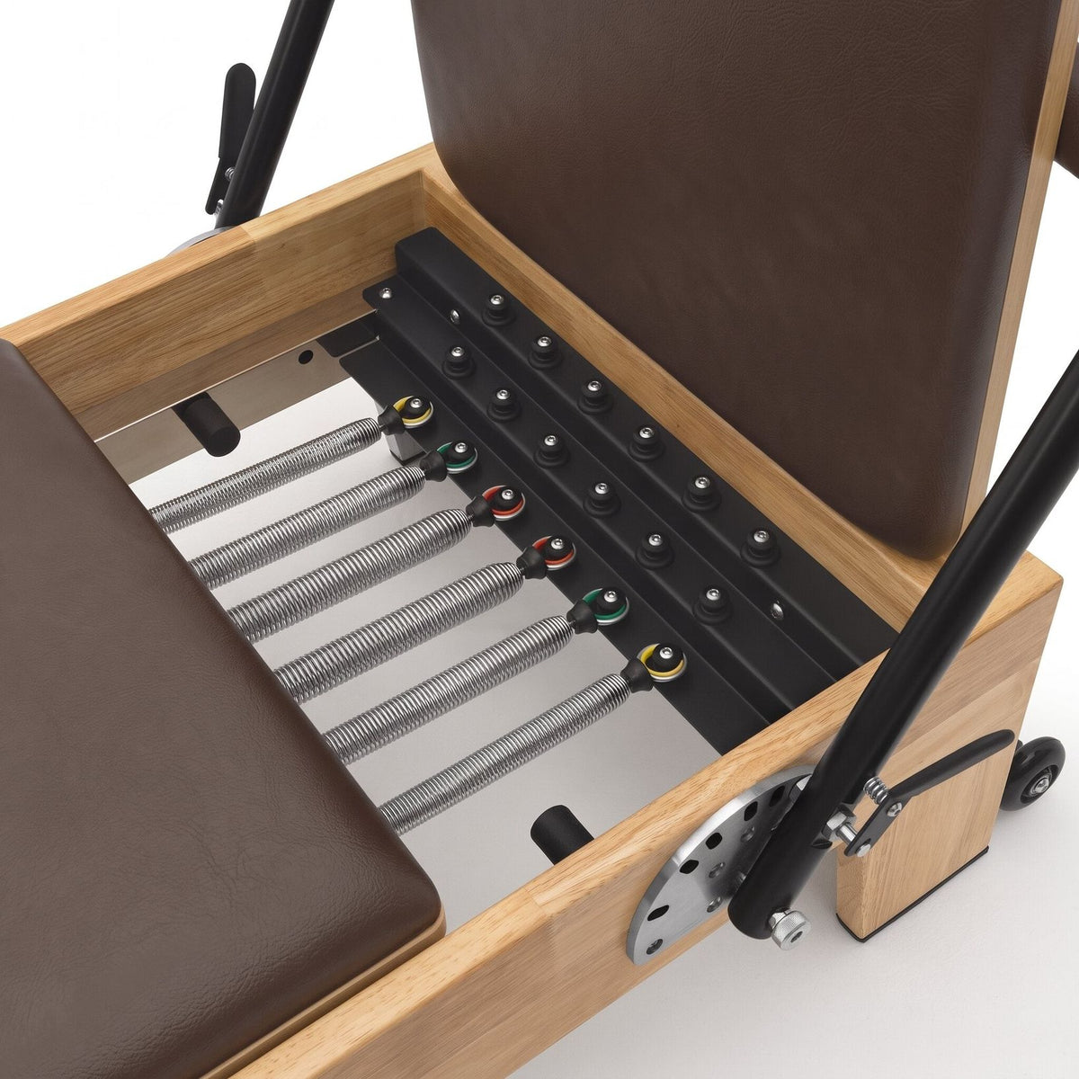 Pilates Reformer Studio Classic Mokka, farbcodierte Federn