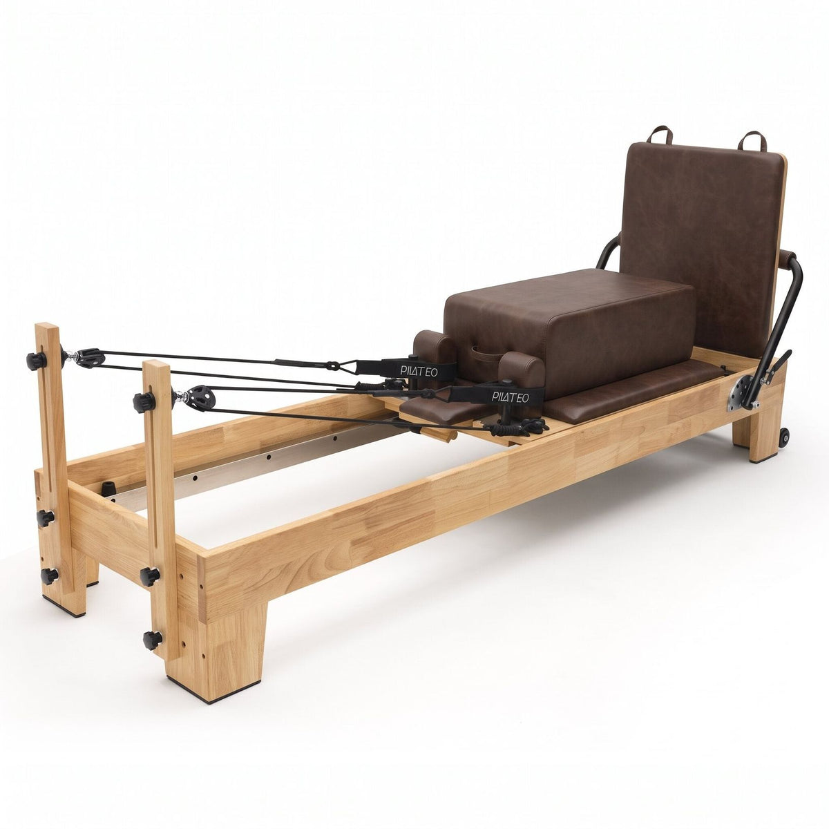 Pilates Reformer Studio Classic Mokka, mit Sitting Box und Jumpboard