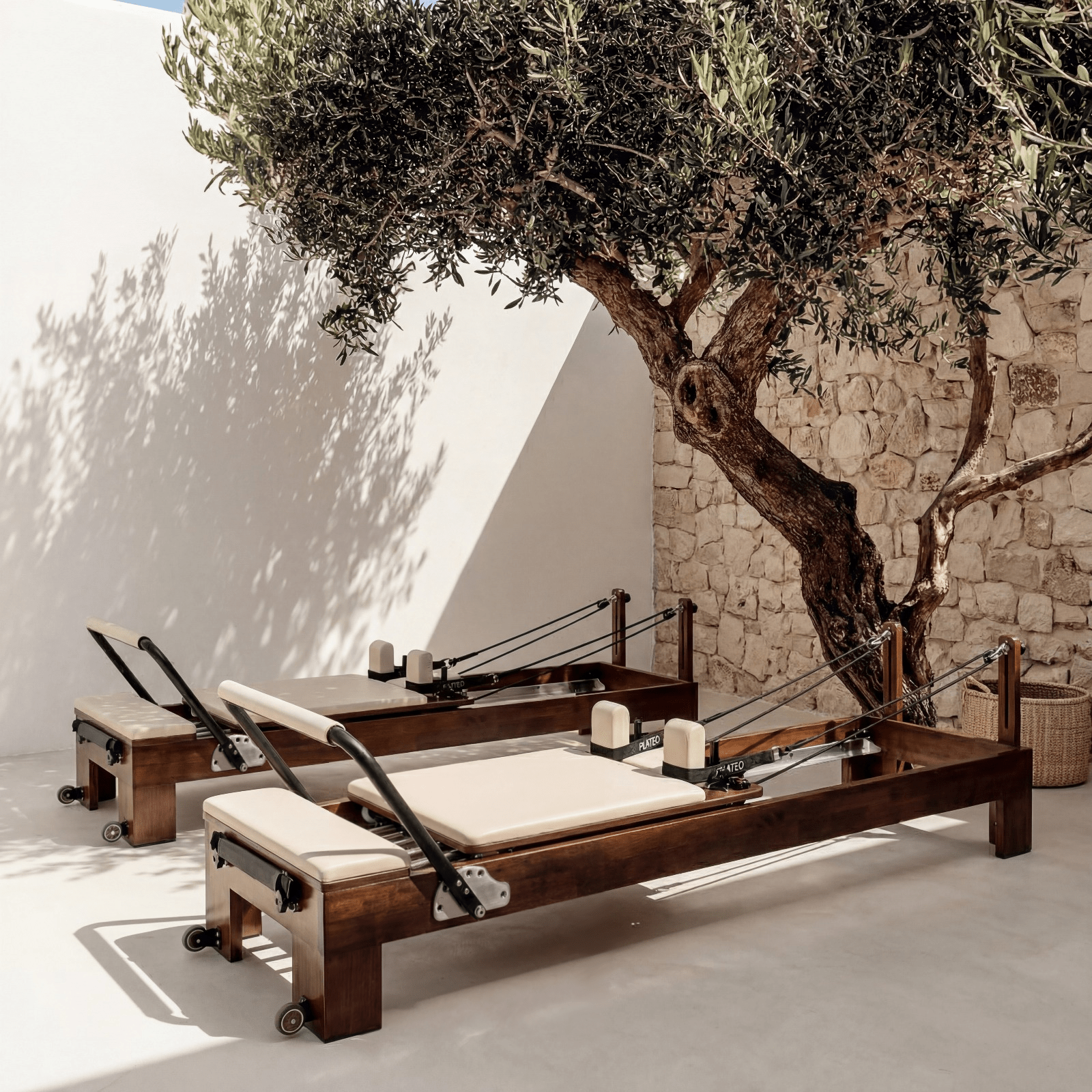 pilates reformer bois de noyer
